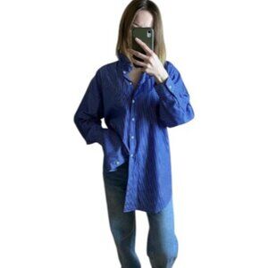 Zara blue oversized long sleeve polo size L